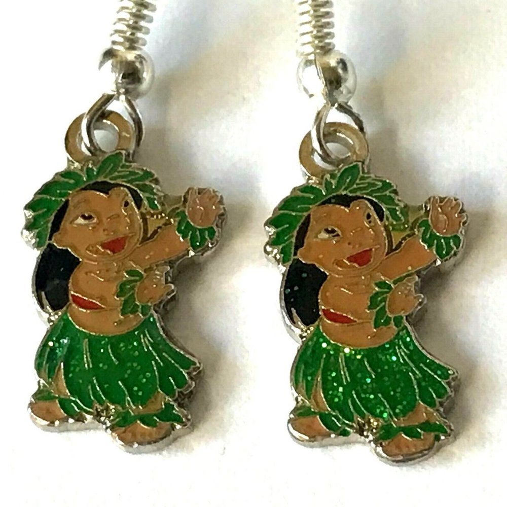 Vintage Disney Lilo & Stitch Earrings Disneyana Aulani Ohana Hawaii Charm